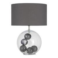 glass necklace table lamp with shade grey