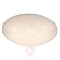 Glass LED ceiling lamp Paw with a paw pattern