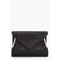 Glitter Fold Over Clutch - black