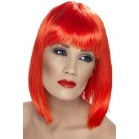 glam wig neon red