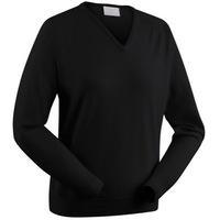 glenbrae merino v neck ladies sweater black