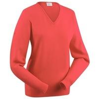 Glenbrae Lambswool V-Neck Ladies Sweater Coral