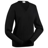 glenbrae lambswool v neck ladies sweater black