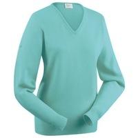 Glenbrae Lambswool V-Neck Ladies Sweater Lagoon