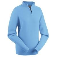 glenbrae lambswool zip neck ladies sweater moon blue