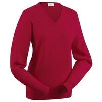 glenbrae lambswool v neck ladies sweater cardinal