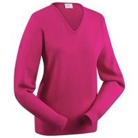 glenbrae lambswool v neck ladies sweater hibiscus