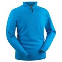 Glenbrae Lambswool Zip Neck Sweater Olympia Blue