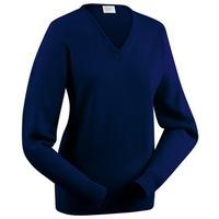 Glenbrae Lambswool V-Neck Ladies Sweater Navy