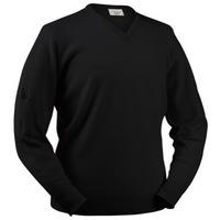 glenbrae lambswool v neck sweater black