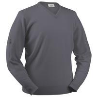 Glenbrae Lambswool V-Neck Sweater Mid Grey