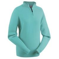 Glenbrae Lambswool Zip Neck Ladies Sweater Lagoon