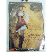 Glamorous Lady Pirate Costume, Red, With Dress And Hat