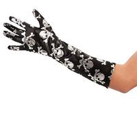 Gloves Skull & Bones Printed On Black