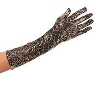 Gloves Spider Web Gold On Black Material
