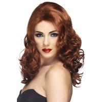 glamorous wig auburn long and wavy