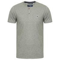 glengall short sleeve henley neck cotton t shirt in light grey marl le ...