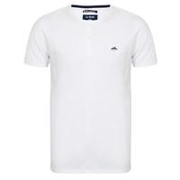Glengall Short Sleeve Henley Neck Cotton T-Shirt in Optic White  Le Shark