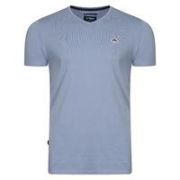 Glasshill Short Sleeve V Neck Cotton T-Shirt in Placid Blue  Le Shark
