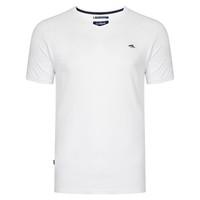 Glasshill Short Sleeve V Neck Cotton T-Shirt in Optic White  Le Shark