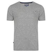 Glasshill Short Sleeve V Neck Cotton T-Shirt in Light Grey Marl  Le Shark