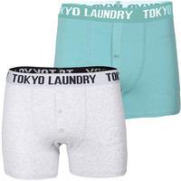 gladstone boxer shorts set in ice grey marl dusty turquoise tokyo laun ...