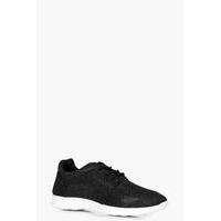 glitter knit lace up trainer black