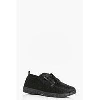 glitter jersey lace up trainer black