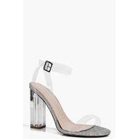 Glitter Clear Block Heel - clear