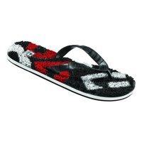 Globe Merkin Matrix Flip Flops - Red / Black / White