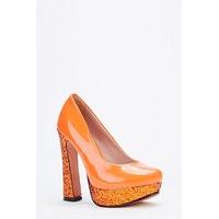 Glitter Trim Block Heel Shoes