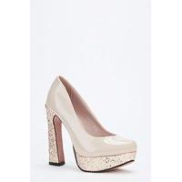 Glitter Trim Block Heel Shoes