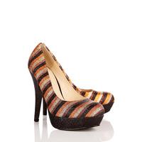 Glitter Striped Platform Heel Shoes