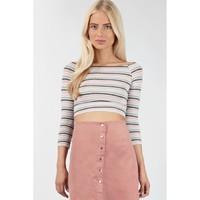 GLITTER STRIPE BARDOT CROP TOP