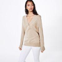 glitter v neck jumper oatmeal melange