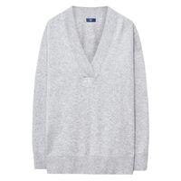 Glitter V-neck Jumper - Light Grey Melange