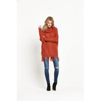 glamorous roll neck tassle jumper