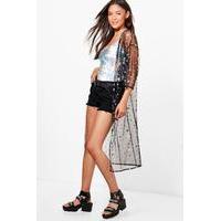 Glitter Star Print Kimono - silver