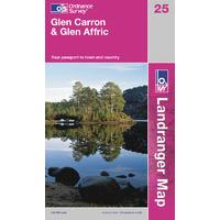 glen carron glen affric os landranger active map sheet number 25