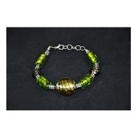 Glass beaded bracelet. unknown - Size: Small - Green