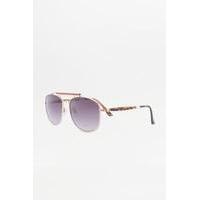 gold and tortoise double brow bar square sunglasses brown