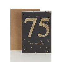 Gold Glitter 75th Birthday Card