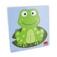 goula 3 levels frog wooden puzzle