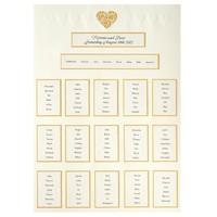 gold and ivory heart table plan