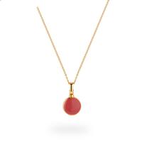 gold vermeil small coral enamel locket pendant