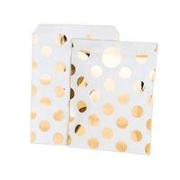 Gold Foil Polka Dot Paper Treat Bags with Stickers