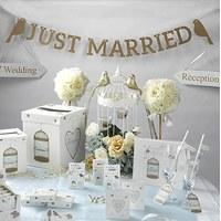 Gold Letters and Lovebirds Just Married Bunting