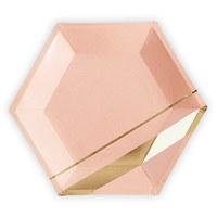 gold blush hexagon party plates large