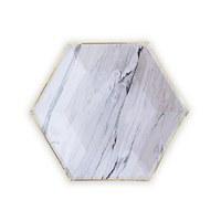 Gold & Marble Hexagon Party Plates - Small