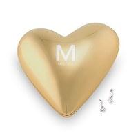 Gold Modern Heart Jewellery Box - Single Initial with Line of Text Etching